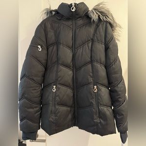 Nautica water resistant faux fur trim hooded puffer jacket